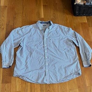 Men's White with Black, Grey and Beige Checked Button-Down Shirt 3XLT